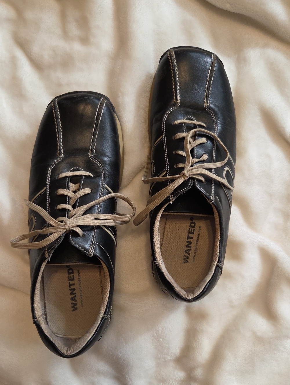 Wanted Women's Black Slip-On Loafers with Tan Laces